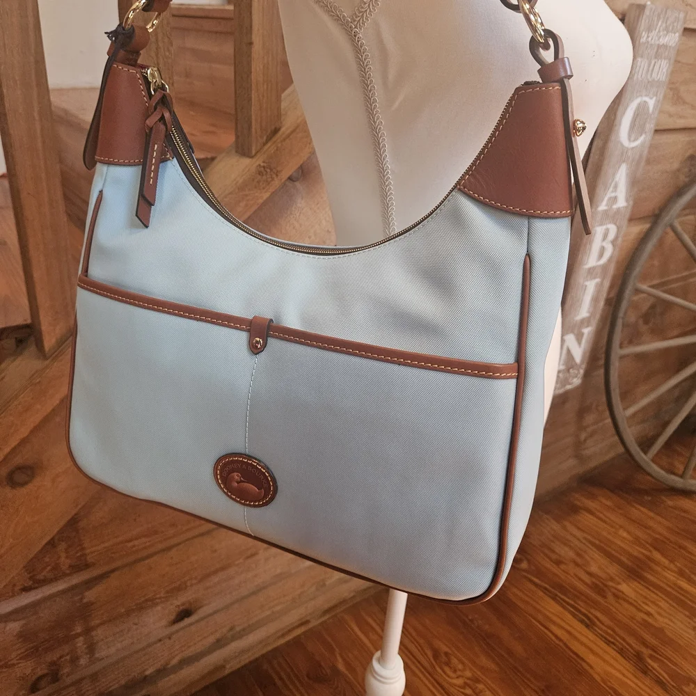 Dooney & Bourke Light Blue and Brown Hobo Bag